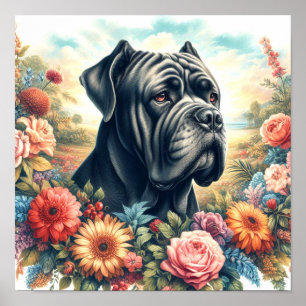 Poster Vintage Cane Corso Pintura de Cães