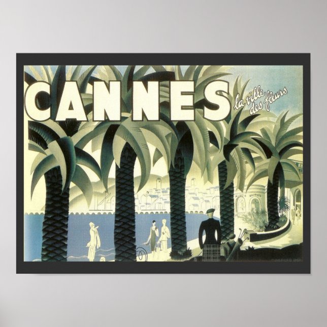 Poster Vintage Cannes Viagem Advertisement (Frente)