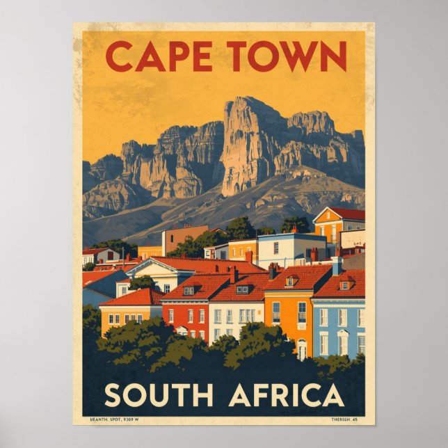 Poster Vintage Cape Town Viagem (Frente)