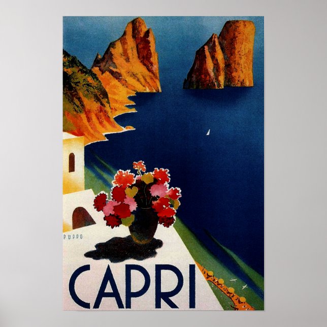 Poster Vintage Capri French Viagem (Frente)
