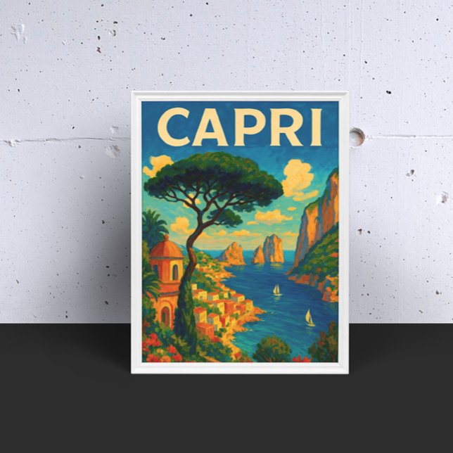 Poster Vintage Capri Itália Viagem (Vintage Capri Italy Travel Poster)