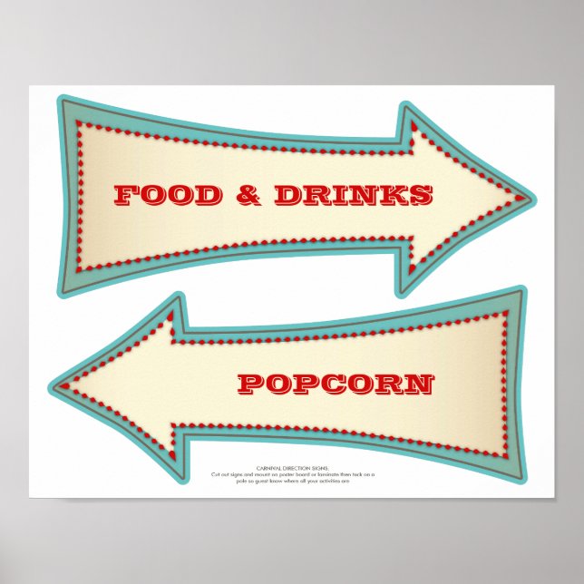 Poster Vintage Carnival Circus DIY Sinal de direção (Frente)