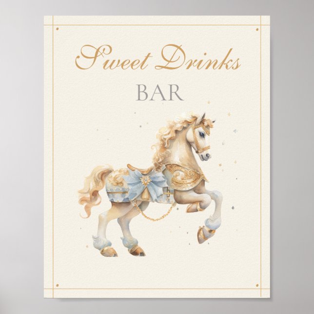 Poster Vintage Carousel Horse Drinks Bar (Frente)
