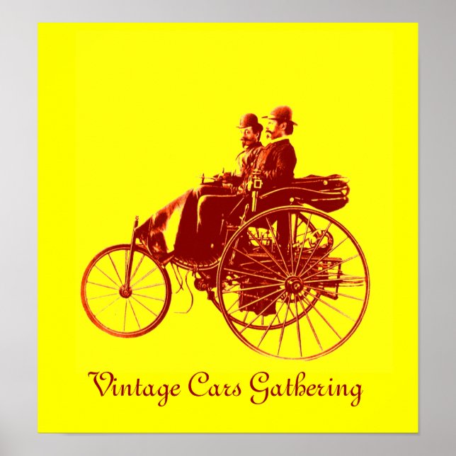Poster Vintage Cars Gathering , yellow brown (Frente)