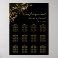 Vintage Casamento tema damasco Dourado preto
