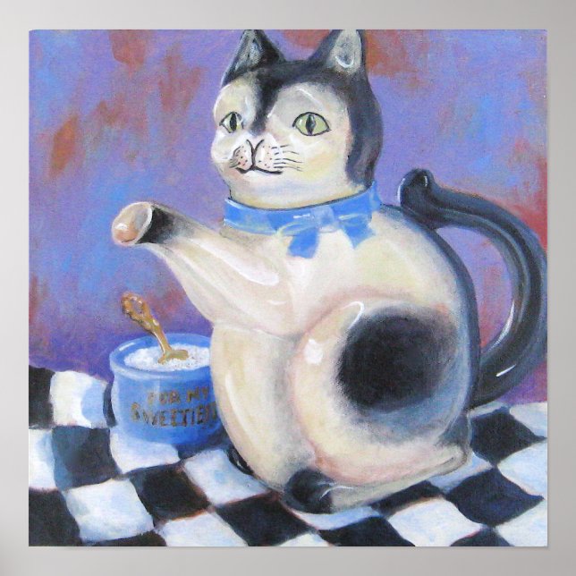 Pôster Vintage Cat Teapot (Frente)