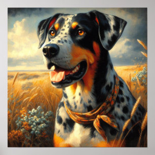 Poster Vintage Catahoula Leopard Dog Painting
