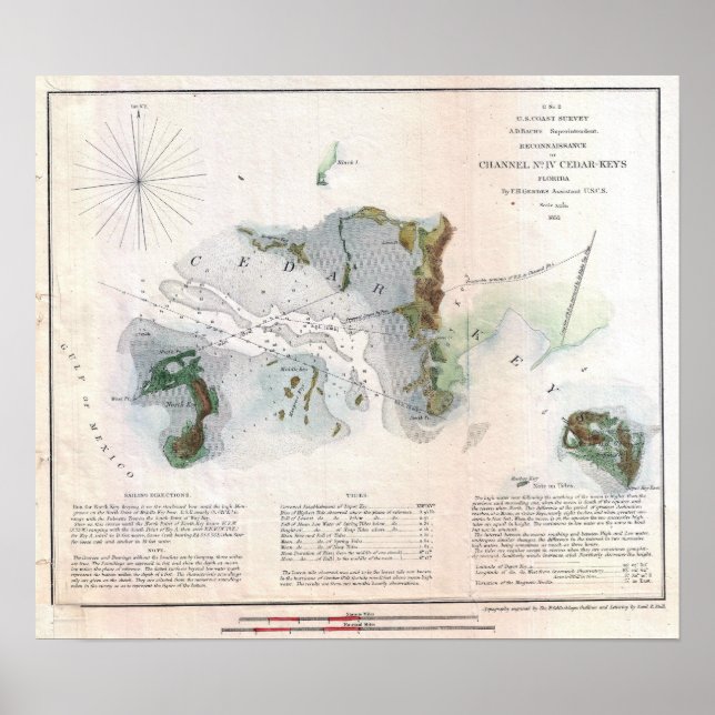Pôster Vintage Cedar Key Islands Florida Costa (Frente)