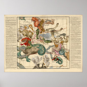 Pôster Vintage Celestial Map Cetus Aquarius Andromeda