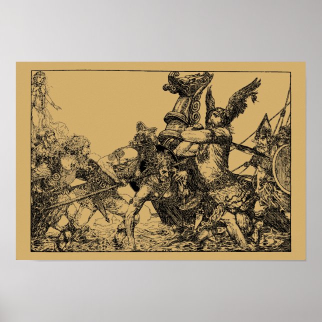 Poster Vintage Celtic e Viking Warriors por Willy Pogany (Frente)