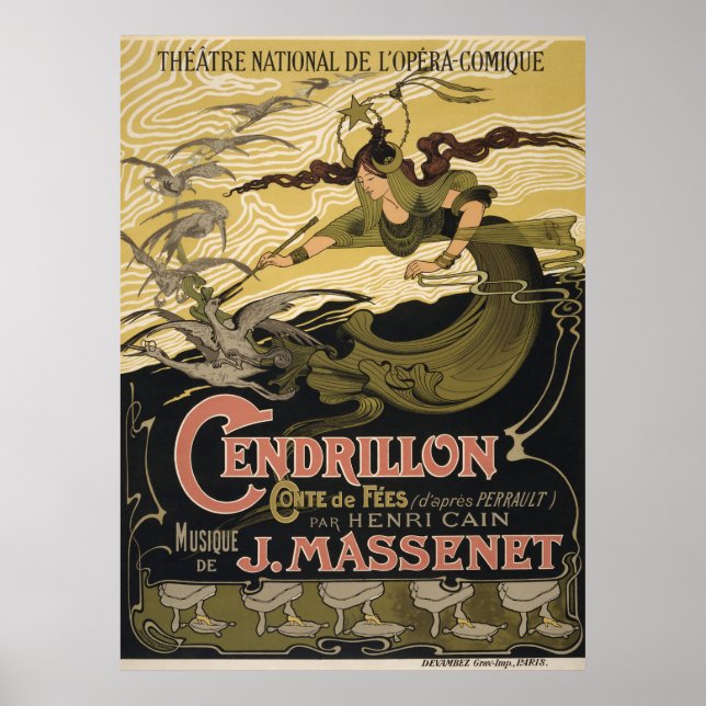 Pôster Vintage Cendrillon Cinderella French Opera Paris (Frente)