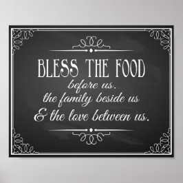 Pôster Vintage Chalkboard Bless esta comida de casamento 