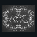 Pôster Vintage Chalkboard Merry Christmas Cote Art<br><div class="desc">O quadro de Natal "Feliz Natal" cita arte com moldura decorativa e festiva para enfeitar seus quartos no Natal. Impressão de Natal elegante,  preto e branco. Escolha seu tamanho e tipo de papel. Uma maravilhosa ideia de presente de Natal também.</div>