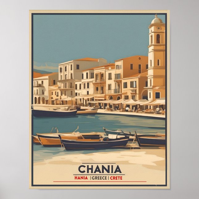 Poster Vintage Chania City Souvenirs crete grécia (Frente)