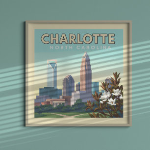 Poster Vintage Charlotte Carolina do Norte