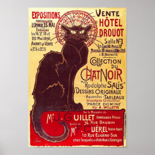 Poster Vintage Chat Noir, Vente Hôtel Drouot Steinlen