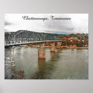 Poster Vintage Chattanooga, Ponte Walnut do Tennessee