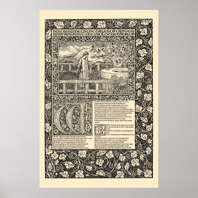 Poster Vintage Chaucer Leaf por Kelmscott Press (Frente)
