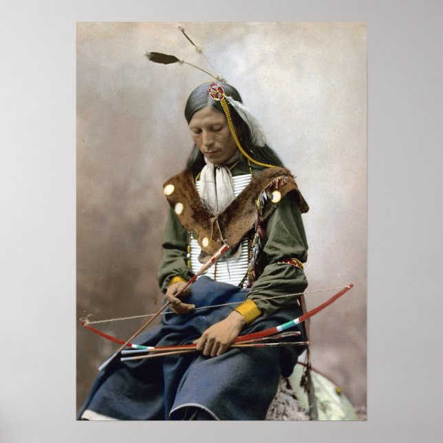 Poster Vintage Chefe Nativo Americano do Osso Colar Oglal (Frente)