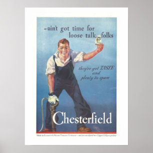 Poster Vintage Chesterfield Cigarettes Anúncio