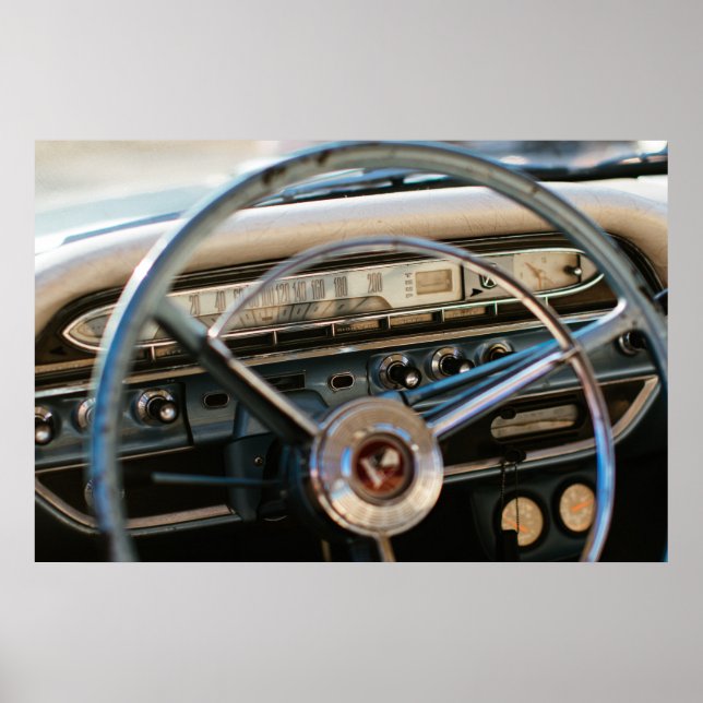 Poster Vintage Chevy, volante e dashboard (Frente)