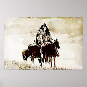 Poster Vintage Cheyenne Warriors Canvas Imprimir