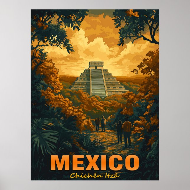 Poster Vintage Chichen Itza, México (Frente)