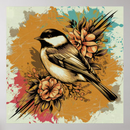 Poster Vintage Chickadee Splendor