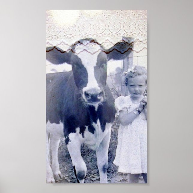 Poster Vintage Child and Cow (Frente)