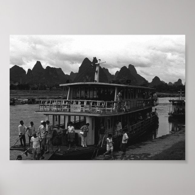 Poster Vintage China Guilin river boat (Frente)
