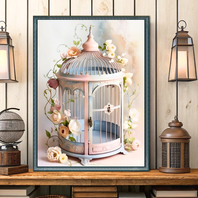 Poster Vintage Chique Birdcage Wall Art (Criador carregado)