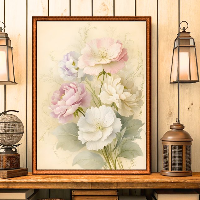 Poster Vintage Chique Floral Bloom Wall Art (Criador carregado)