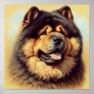 Poster Vintage Chow-Chow Painting