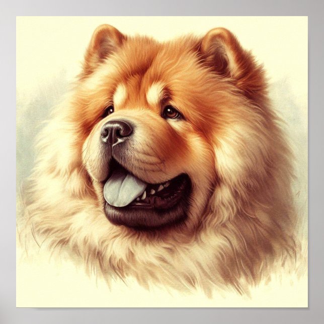 Poster Vintage Chow-Chow Painting (Frente)
