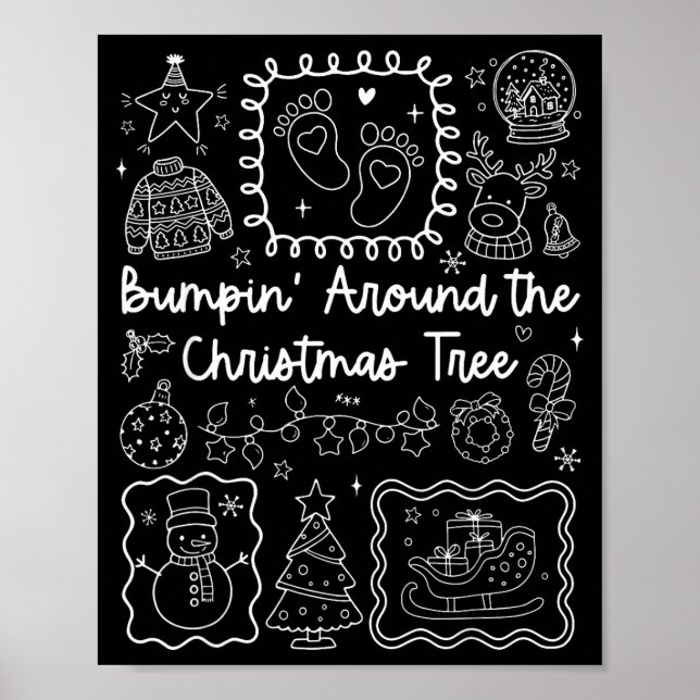 Poster Vintage Christmas Tree Christmas Pregnancy Announc (Frente)