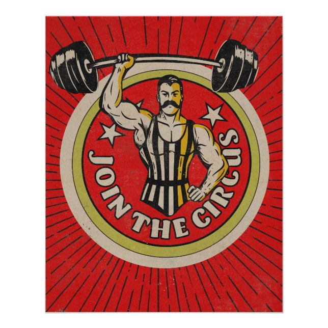Pôster Vintage Circus Advertisement Strongman (Frente)