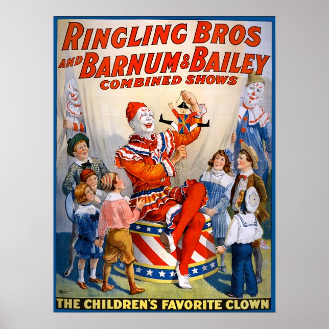Poster Vintage Circus Clown Show (Frente)