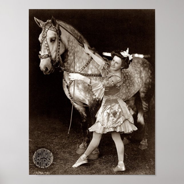 Pôster Vintage Circus Girl and Horse (Frente)