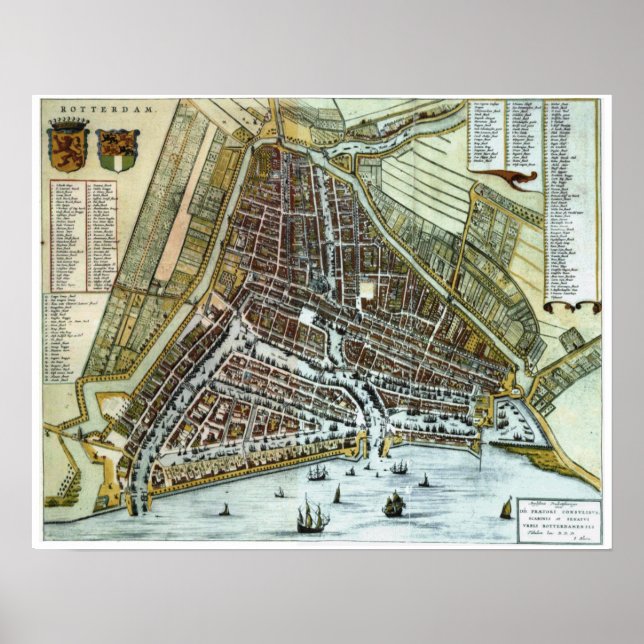 Pôster Vintage city map of Rotterdam (Frente)