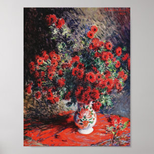 Poster Vintage Claude Monet Red Chrysanthemum