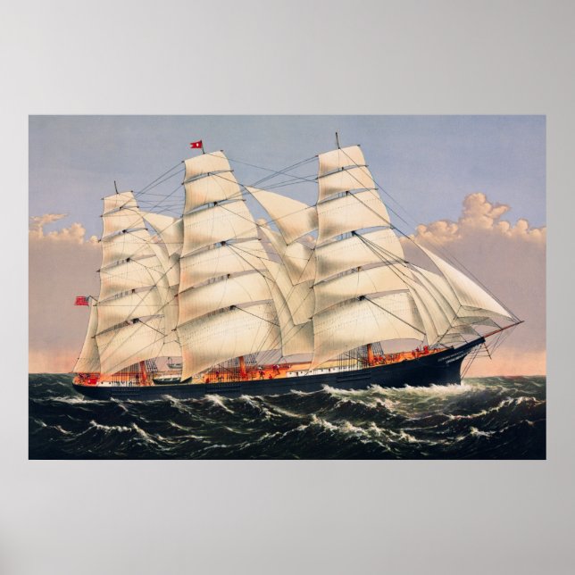 Poster Vintage Clipper Navio Três Irmãos Pintura (Frente)