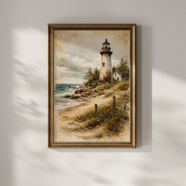 Poster Vintage Coastal Lighthouse (Criador carregado)