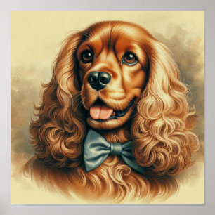 Poster Vintage Cocker Spaniel Oil
