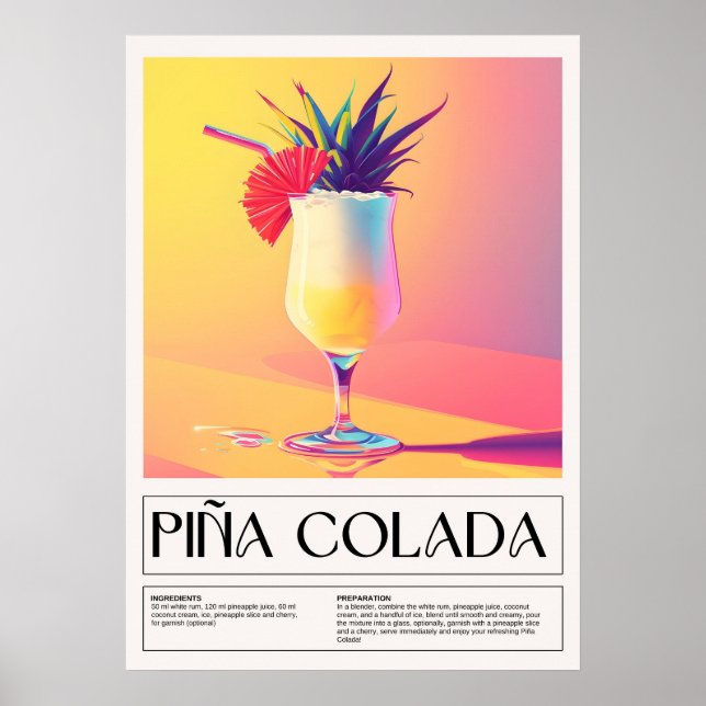Poster Vintage Cocktails: Pina Colada (Frente)