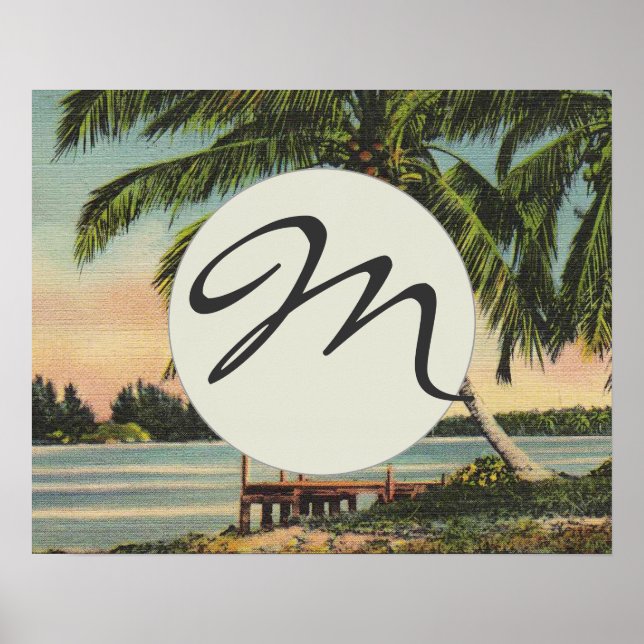 Poster Vintage Coconut Palms Tropical Breeze Sunset (Frente)