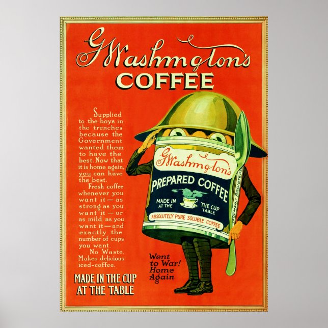 Pôster Vintage Coffee Advertisement (Frente)