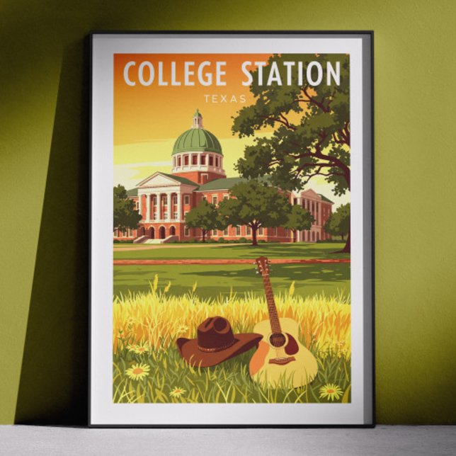Poster Vintage College Station Texas (Criador carregado)