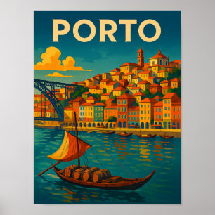 Poster Vintage Colorful Porto Portugal Viagem