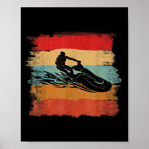 Poster Vintage Colorida Stripes Jet Skiing Lover Jet Ski