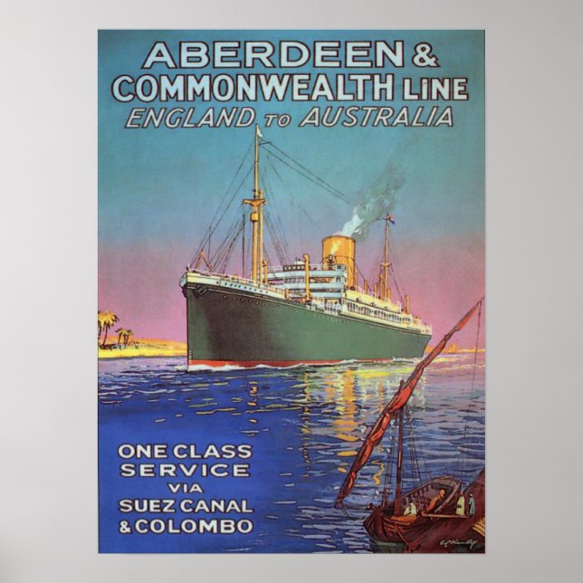 Poster vintage com Impressão de Linha de Entrega A (Frente)